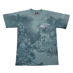 Vintage Ocean Reef Shirt Dolphins Fish All Over Print Blue M 90s Signal Sports